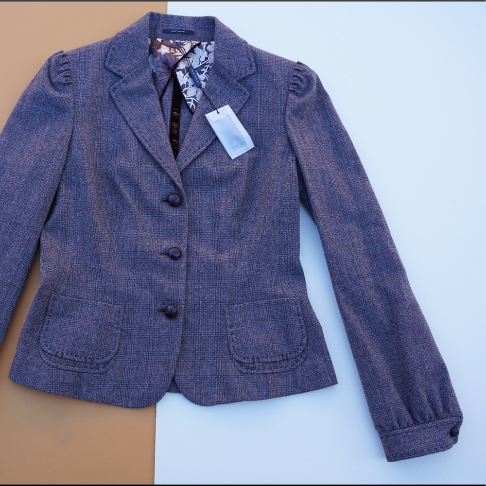 Elie Tahari brown plaid blazer